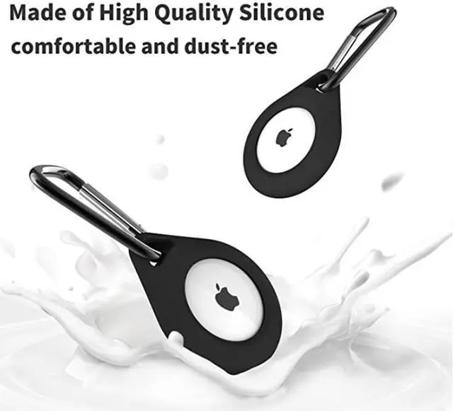 Alt view image 2 of 6 - 2 Pack Premium Silicone Airtag Apple Case, Airtag Keychain Holder, Anti-scratch Protective Cover, Anti-fall Airtag Accesseries, Protective Sleeve Cover Shell for Apple Airtag (Black & White)