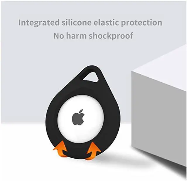 Alt view image 6 of 7 - 4 Pack Premium Silicone Airtag Apple Case, Airtag Keychain Holder, Anti-scratch Protective Cover, Anti-fall Airtag Accesseries, Protective Sleeve Cover Shell for Apple Airtag (4 Black)