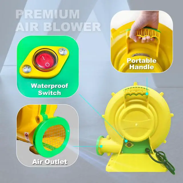 Alt view image 5 of 7 - Air Blower 680 Watt Inflatable Bounce House Air Blower, Outdoor Inflatable Castle and Jump Slides Blower