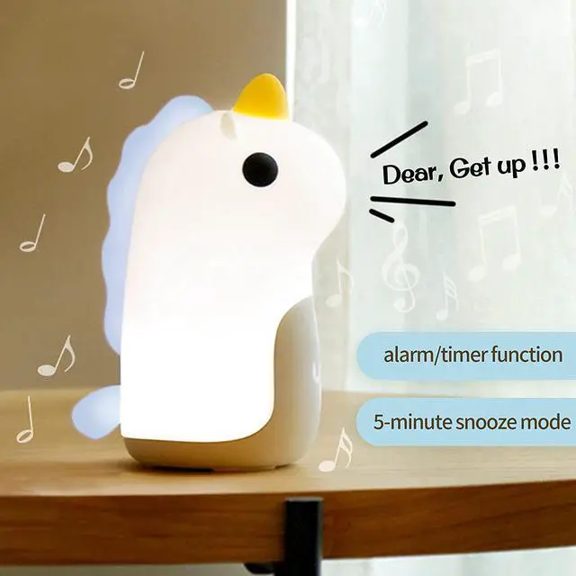 Alt view image 2 of 4 - Kids Alarm Clock, Night Lights and Wake Up Lights for Boys Girls Bedroom, Cute Rechargeable Unicorn Digital Alarm Clock for Kids, Birthday Gift, for Bedroom Bedside
