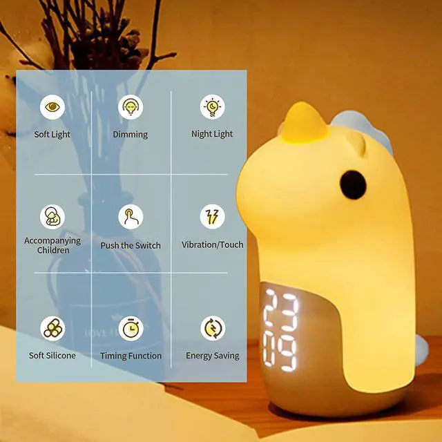 Alt view image 3 of 4 - Kids Alarm Clock, Night Lights and Wake Up Lights for Boys Girls Bedroom, Cute Rechargeable Unicorn Digital Alarm Clock for Kids, Birthday Gift, for Bedroom Bedside