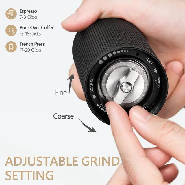 Alt view image 6 of 7 - TIMEMORE Chestnut C3S Manual Coffee Grinder, Hand Coffee Grinder with Adjustable Grind Setting, Stainless Steel S2C Conical Burr Coffee Grinder, for Espresso to French Press(Black)