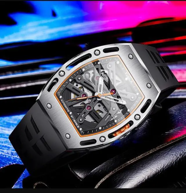 Alt view image 5 of 7 - TVSILA Automatic Watch for Men, 43mm Automatic Mechanical Watch for Men 50 Meter Diving Depth Sport Luminous Sapphire Mens Watch Calendar Luxury Fashion Waterproof, Mechanical Watch