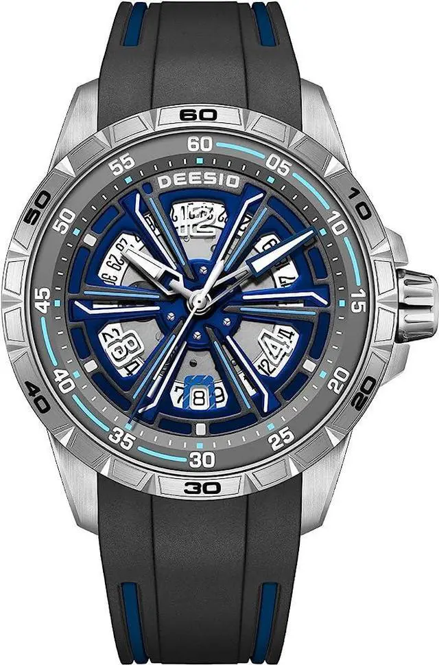 Main image of DEESIO Watches for Men, 43mm Automatic Mechanical Watch for Men 50 Meter Diving Depth Sport Luminous Sapphire Mens Watch Calendar Luxury Fashion Waterproof, Mechanical Watch