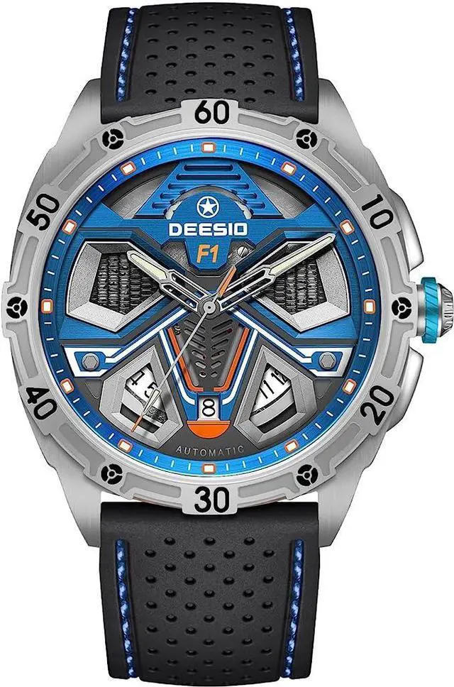 Main image of DEESIO Automatic Watch for Men, 43mm Automatic Mechanical Watch for Men 50 Meter Diving Depth Sport Luminous Sapphire Mens Watch Calendar Luxury Fashion Waterproof, Mechanical Watch