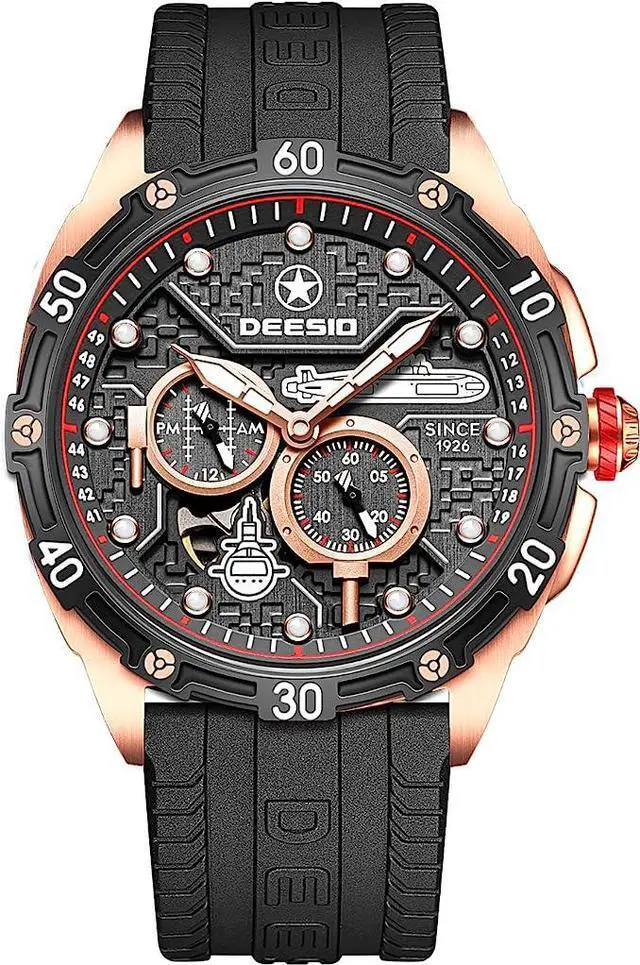 Main image of DEESIO Automatic Watch for Men, 43mm Automatic Mechanical Watch for Men 50 Meter Diving Depth Sport Luminous Sapphire Mens Watch Calendar Luxury Fashion Waterproof, Mechanical Watch