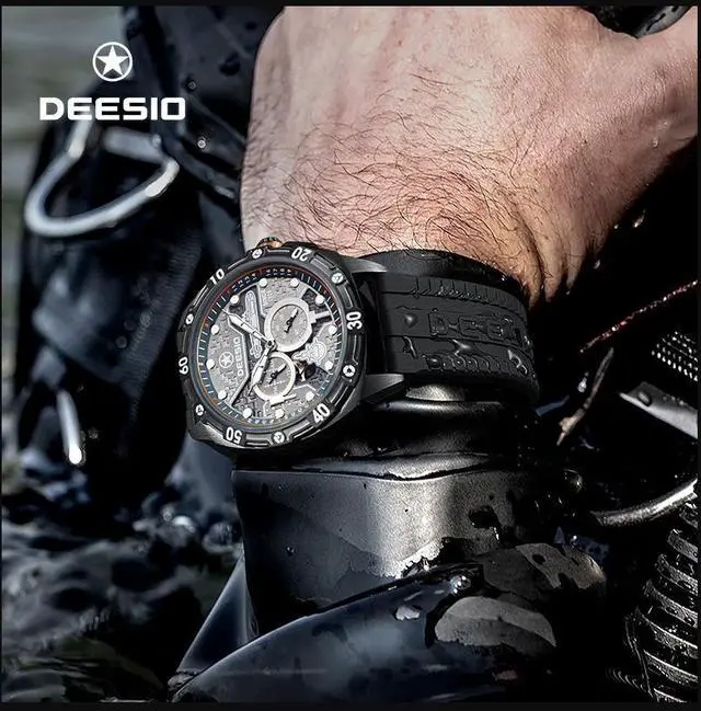 Alt view image 6 of 7 - DEESIO Watches for Men, 43mm Automatic Mechanical Watch for Men 50 Meter Diving Depth Sport Luminous Sapphire Mens Watch Calendar Luxury Fashion Waterproof, Mechanical Watch