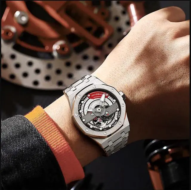 Alt view image 4 of 7 - DEESIO Watches for Men, 43mm Automatic Mechanical Watch for Men 50 Meter Diving Depth Sport Luminous Sapphire Mens Watch Calendar Luxury Fashion Waterproof, Mechanical Watch
