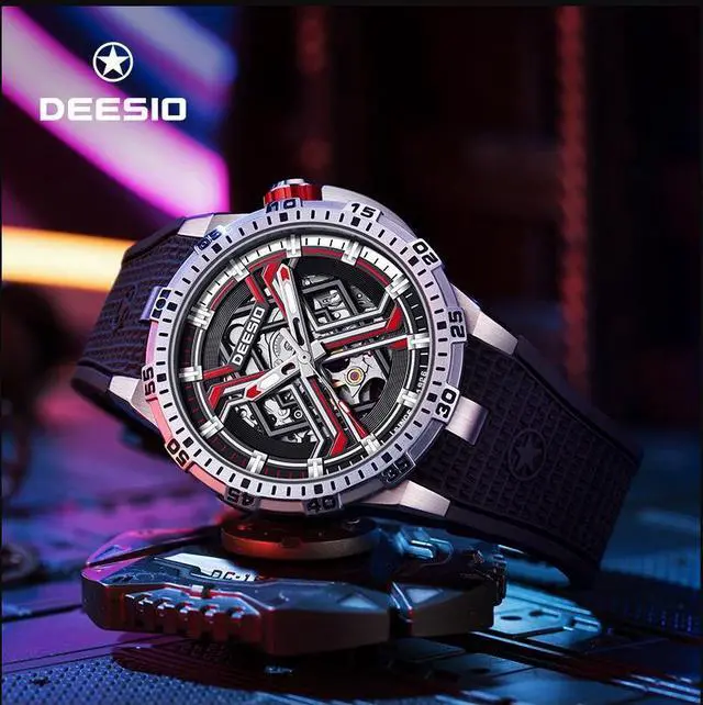 Alt view image 6 of 7 - DEESIO Automatic Watch for Men, 43mm Automatic Mechanical Watch for Men 50 Meter Diving Depth Sport Luminous Sapphire Mens Watch Calendar Luxury Fashion Waterproof, Mechanical Watch