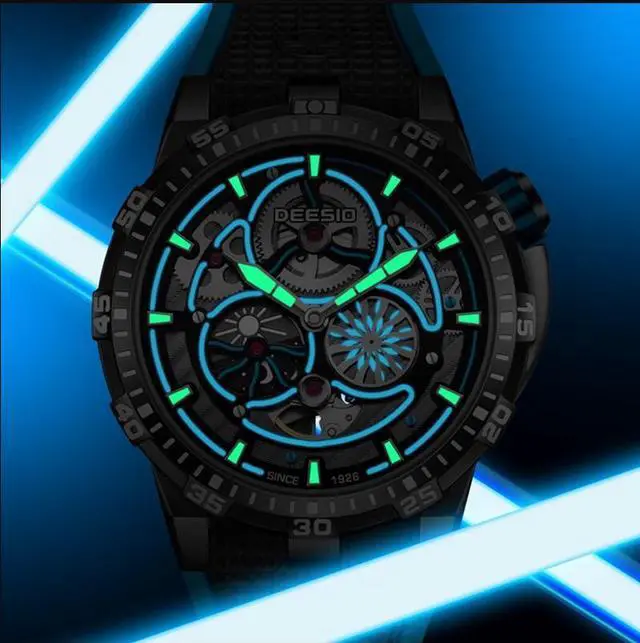 Alt view image 6 of 7 - DEESIO Watches for Men, 43mm Automatic Mechanical Watch for Men 50 Meter Diving Depth Sport Luminous Sapphire Mens Watch Calendar Luxury Fashion Waterproof, Mechanical Watch