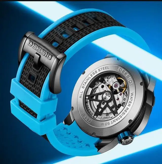 Alt view image 5 of 7 - DEESIO Watches for Men, 43mm Automatic Mechanical Watch for Men 50 Meter Diving Depth Sport Luminous Sapphire Mens Watch Calendar Luxury Fashion Waterproof, Mechanical Watch