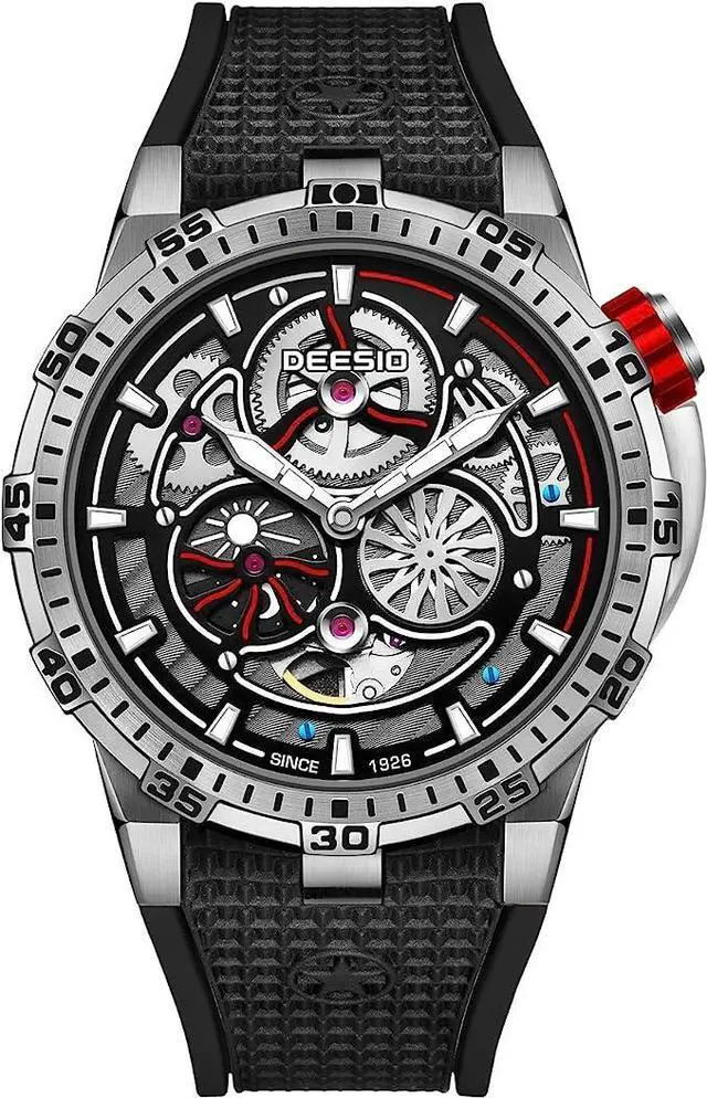 Main image of DEESIO Automatic Watch for Men, 43mm Automatic Mechanical Watch for Men 50 Meter Diving Depth Sport Luminous Sapphire Mens Watch Calendar Luxury Fashion Waterproof, Mechanical Watch