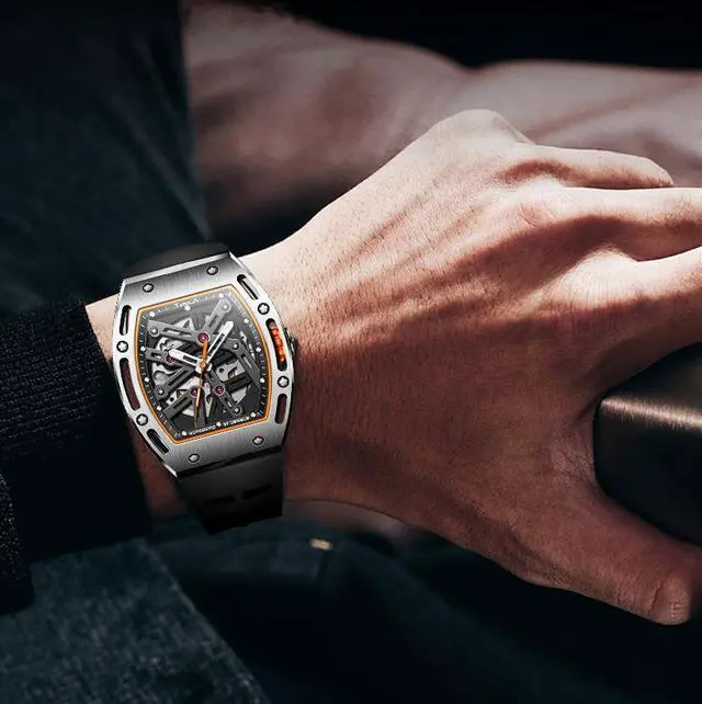 Alt view image 6 of 7 - TVSILA Automatic Watch for Men, 43mm Automatic Mechanical Watch for Men 50 Meter Diving Depth Sport Luminous Sapphire Mens Watch Calendar Luxury Fashion Waterproof, Mechanical Watch