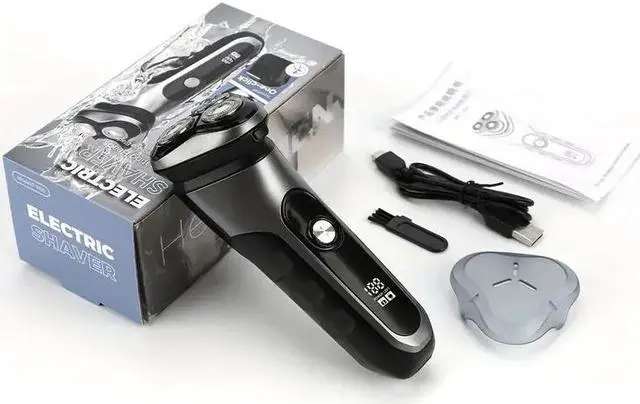 Alt view image 2 of 7 - Lairlux Men's Gift IPX7 Waterproof Electric Rotary Shaver, Full Body Washable Electric Razor, Rechargeable Wet & Dry Shavers With Pop-Up Trimmer, Cordless Portable Razor With LED Display/Travel Lock