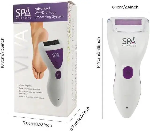 Alt view image 4 of 7 - Lairlux Powerful Pedicure Tool Electric Callus Smoother For Removing Hard, Dry, Cracked Skin/Calluses On Feet-Rechargeable, Includes 2 Grinding Heads