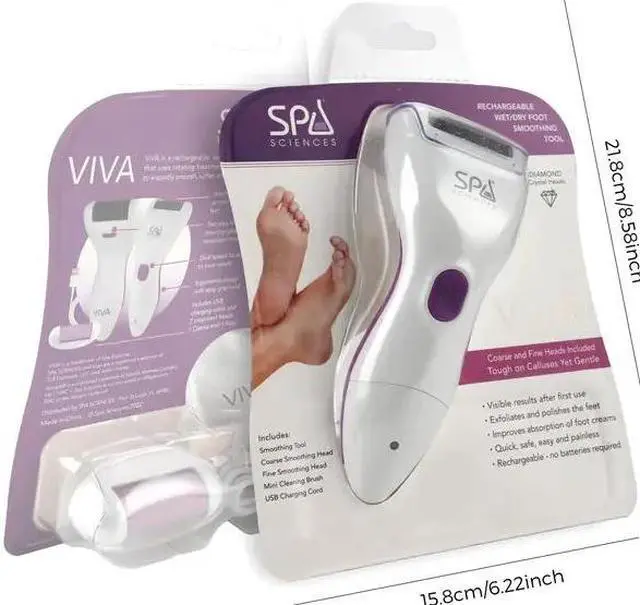 Alt view image 7 of 7 - Lairlux Powerful Pedicure Tool Electric Callus Smoother For Removing Hard, Dry, Cracked Skin/Calluses On Feet-Rechargeable, Includes 2 Grinding Heads