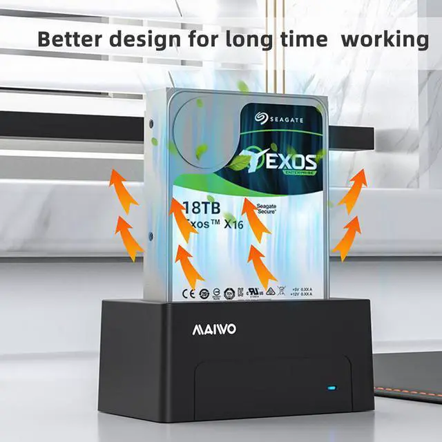 Alt view image 5 of 7 - MAIWO USB 3.0 to SAS Hard Drive Dock, SAS Hard Disk Reader / Adapter/ Enclosure Docking Station for 2.5/3.5 inch SAS HDD SSD with 12V/2A Power Adapter, Support up to 18TB Capacity/ 5Gbps Transfer Rate
