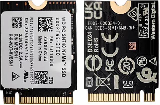 WD PC SN740 2T M.2 2230 SSD NVMe PCIe 4x4 For Microsoft Surface Steam 