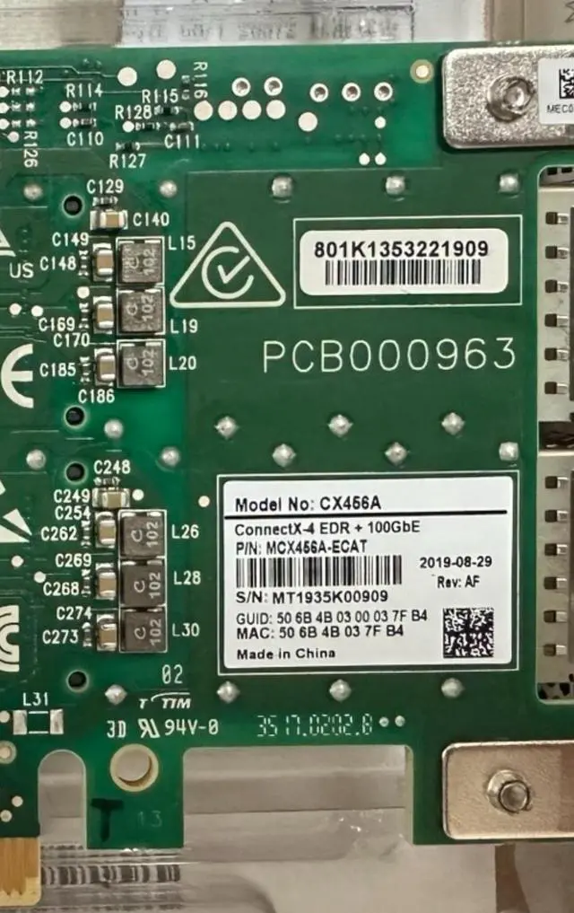 Alt view image 3 of 3 - Mellanox MCX456A-ECAT Connectx-4 Vpi Network Adapter PCI Express 3.0 X16 100 Gigabit Ethernet