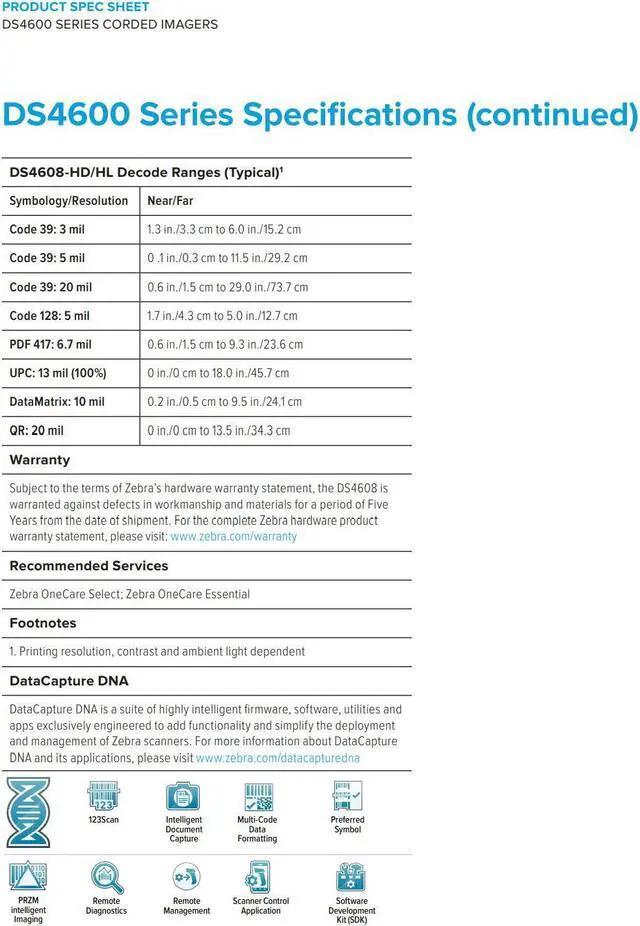 Alt view image 2 of 4 - Zebra DS4608-XD40007ZZCN Handheld Barcode Scanner USB CABLE DS4608 1D 2D DS4608-XD