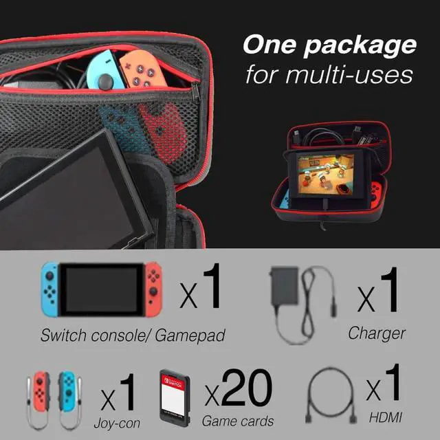 Alt view image 3 of 7 - GAME'NIR Hard Carrying Case with Playstand for Nintendo Switch, Nintendo Switch lite, Switch Accessories, NS Switch Console, Joy con, Switch Games, Hard Drive Storage Case, Switch Charger, Holder