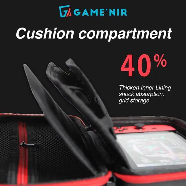 Alt view image 5 of 7 - GAME'NIR Hard Carrying Case with Playstand for Nintendo Switch, Nintendo Switch lite, Switch Accessories, NS Switch Console, Joy con, Switch Games, Hard Drive Storage Case, Switch Charger, Holder