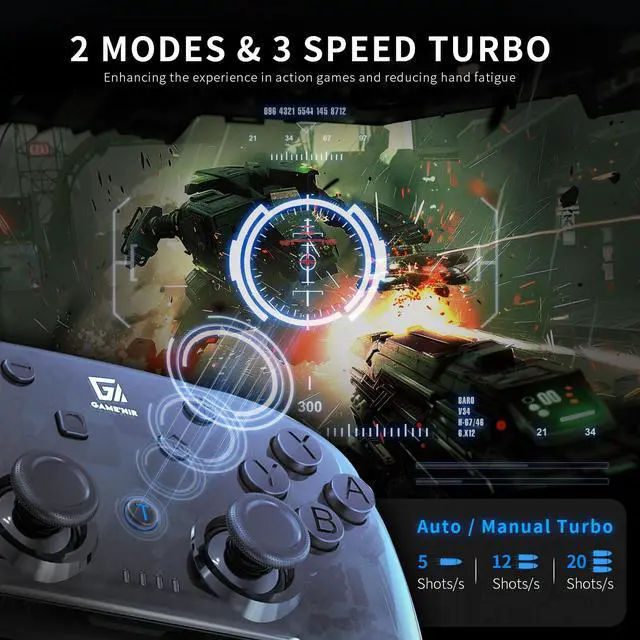 Alt view image 4 of 7 - GAME'NIR BLACK SYMMETRY Wireless Switch Controller, Ergonomic Switch Pro Controller for Switch/Switch Lite/Switch OLED with Dual Motor, Gyro Axis, Turbo Function, 5 Level Vibration