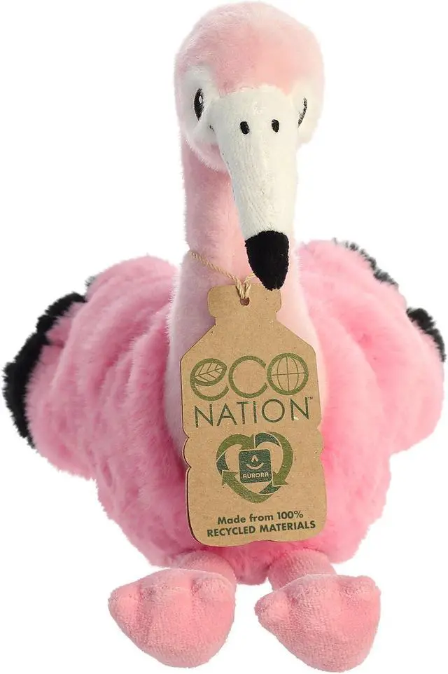 Alt view image 2 of 7 - Aurora® - Medium Pink Eco Nation - 9.5" Flamingo - Eco-Friendly Stuffed Animal