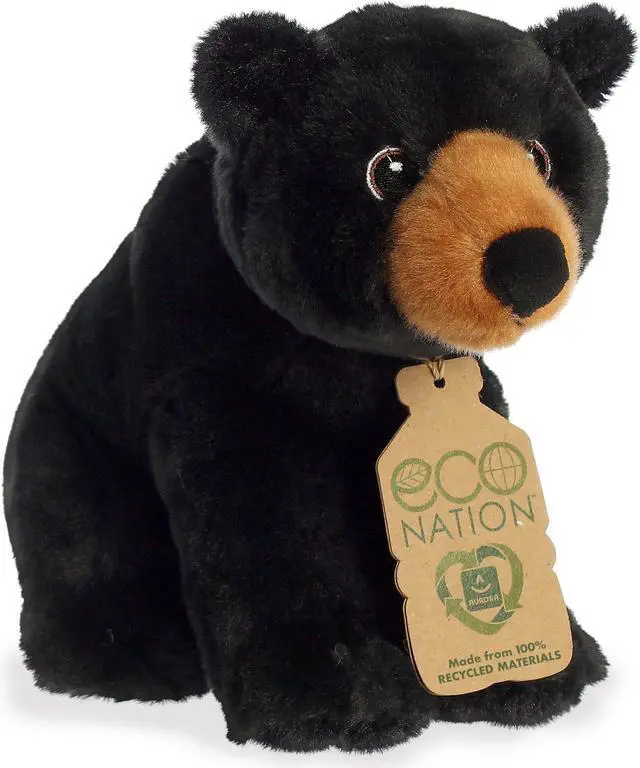 Alt view image 2 of 7 - Aurora® - Medium Black Eco Nation - 9.5" Black Bear - Eco-Friendly Stuffed Animal