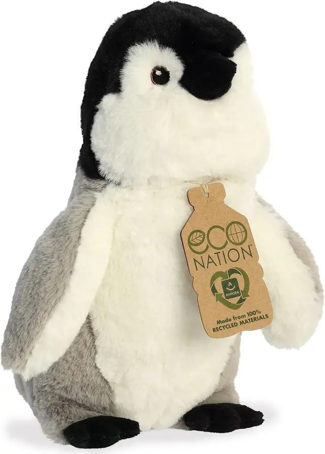 Alt view image 2 of 7 - Aurora® - Medium Gray Eco Nation - 9.5" Penguin - Eco-Friendly Stuffed Animal