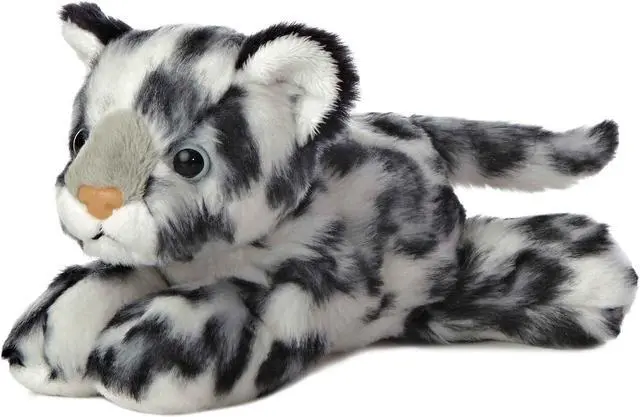 Alt view image 5 of 7 - Aurora® - Small Gray Mini Flopsie - 8" Snow Leopard - Adorable Stuffed Animal