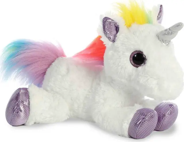 Alt view image 6 of 9 - Aurora® - Medium White Sparkle Tales - 12" Rainbow Unicorn - Enchanting Stuffed Animal