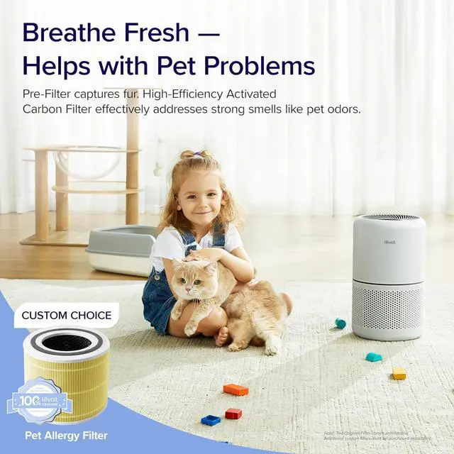 Alt view image 2 of 4 - Air Purifier for Home Allergies Pets Hair in Bedroom, Covers Up to 1095 ft² by 45W High Torque Motor, 3-in-1 Filter with HEPA Sleep Mode, Remove Dust Smoke Pollutants Odor, Core300-P, White