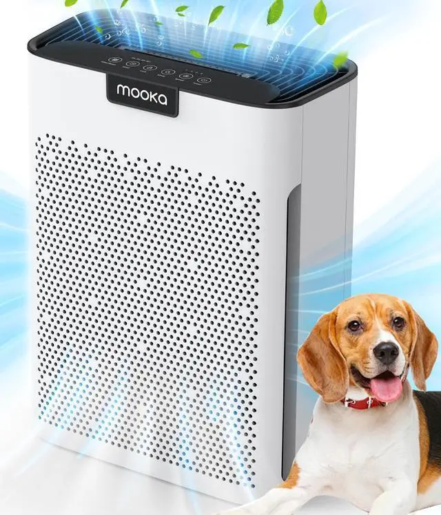 Main image of Air Purifiers for Home Large Room 2000 Ft² with Washable Filters, MOOKA H13 HEPA Filter Pet Air Purifier for Bedroom with Fragrance, Air Cleaner for Smoke Dust Pollen Pets Hair Odor, KJ190L White