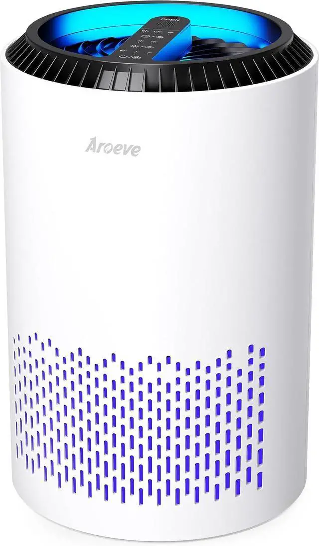Main image of AROEVE Air Purifiers for Bedroom Home, 3 Layer Filter for Smoke Pollen Allergies Pet Dander Odor, Sleep Mode for Better Sleep, Energy Saving, 3 Speeds, Timer for Office, Dorm, Kitchen, MK01, White