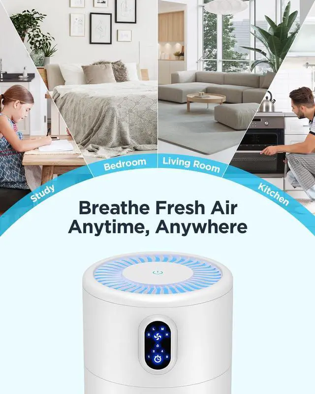Alt view image 7 of 7 - MOOKA Air Purifiers for Home Large Room up to 1076 ft², H13 True HEPA Air Filter Cleaner, Odor Eliminator, Remove Smoke Dust Pollen Pet Dander, Night Light(Available for California)