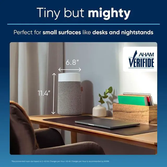 Alt view image 2 of 7 - Mini Air Purifier For Bedroom, Small Room Air Purifiers For Home, Portable Air Purifier For Pets Allergies, Desk Air Purifier For Office, Baby Air Purifier For Nursery, Blue Pure Mini Max