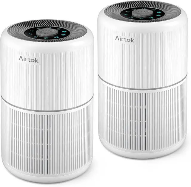 Main image of 2 Pack Air Purifier for Home Bedroom with H13 True HEPA Filter for Smoke, Smokers, Dust, Odors, Pollen, Pet Dander | Quiet 99.9% Removal to 0.1 Microns | White Available for California