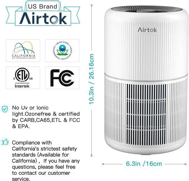 Alt view image 5 of 7 - 2 Pack Air Purifier for Home Bedroom with H13 True HEPA Filter for Smoke, Smokers, Dust, Odors, Pollen, Pet Dander | Quiet 99.9% Removal to 0.1 Microns | White Available for California