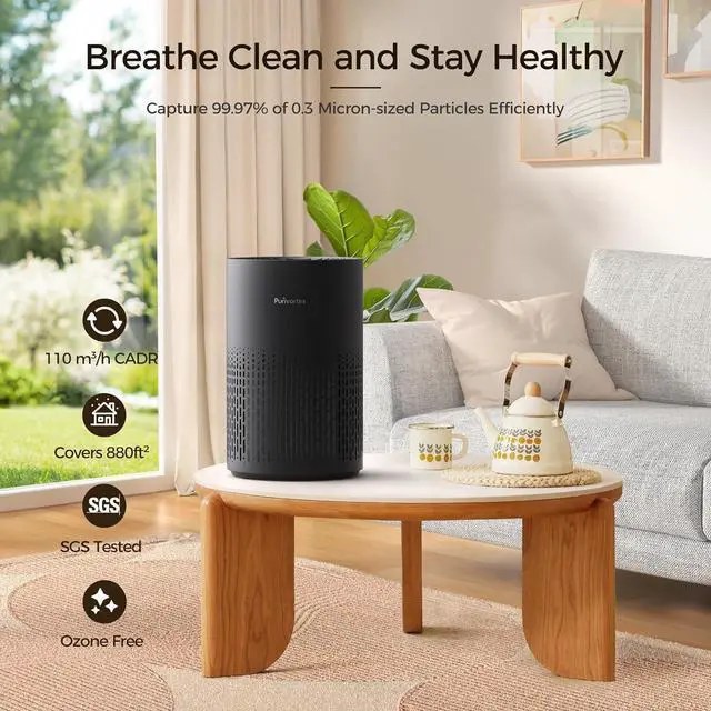 Alt view image 2 of 7 - Air Purifiers for Bedroom, H13 True HEPA Filter for A11ergies, Pollen, Smoke, Dusts, Pets Dander, Odor, Hair, Ozone Free, 20db Quiet for Home, Room, Kitchen, SGS Certificaion - AC400 Black