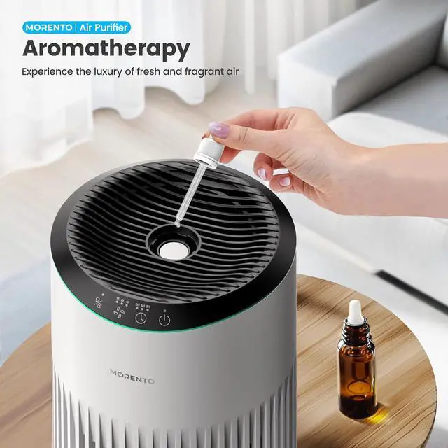 Alt view image 5 of 7 - Air Purifiers for Home, Air Purifier for Smoke Pet Dander Odors with Fragrance Sponge, Small Air Purifier with Sleep Mode for Bedroom Office, Blue Ambient Light, MR2566, White,1 Pack+3 Modes