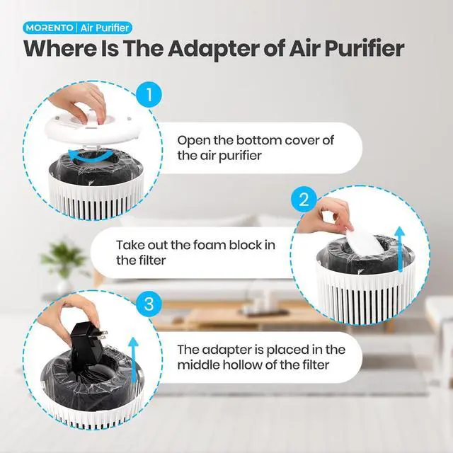 Alt view image 6 of 7 - Air Purifiers for Home, Air Purifier for Smoke Pet Dander Odors with Fragrance Sponge, Small Air Purifier with Sleep Mode for Bedroom Office, Blue Ambient Light, MR2566, White,1 Pack+3 Modes
