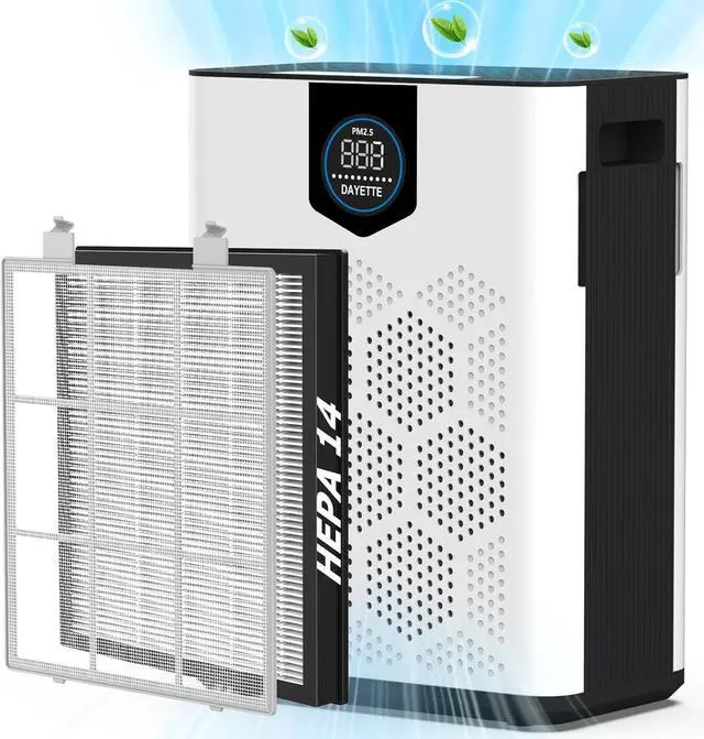 Main image of Air Purifiers for Home with H14 Hepa Filters, Air Purifiers for Home Large Room with Washable PreFilters Up to 3000 Ft², Double Air Intake, Air Quality Monitor, 22dB Sleep Mode for Bedroom