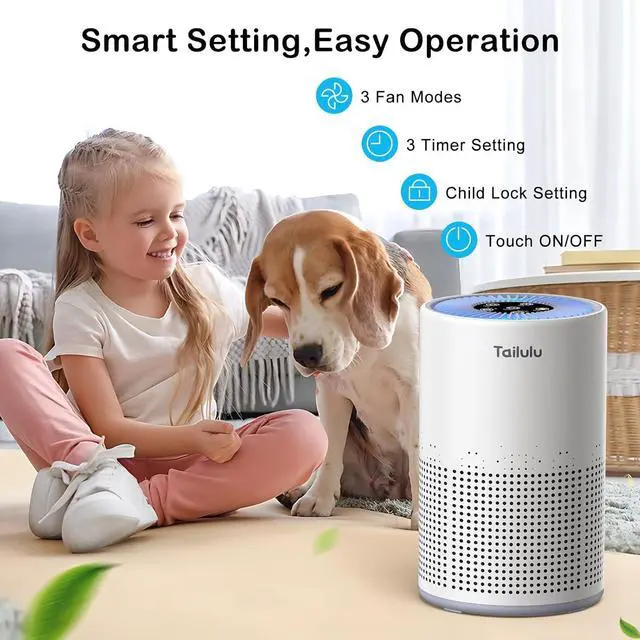 Alt view image 6 of 7 - Air Purifiers for Bedroom Home Pets 800 Ft², Tailulu H13 True HEPA Air Filter Portable Air Purifier with 12dB Sleep Mode, Speed Control, Timer, Quiet Air Cleaner For Odor Dust Smoke Pollen AP050