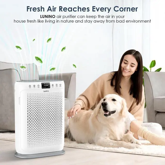 Alt view image 2 of 6 - Air Purifiers for Home Large Room up to 1740sq.ft, LUNINO H13 HEPA Air Filter with PM 2.5 Display Air Quality Sensors, Aromatherapy Function, Air Cleaner for Dust, Smoke, Dander, Pets Hair, Pollen