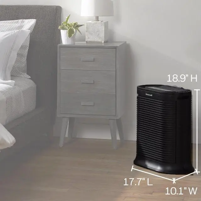 Alt view image 6 of 7 - AllergenPlus HEPA Air Purifier, Airborne Allergen Reducer for Large Rooms, Reduces Allergens, Smoke, Wildfire Smoke, Pollen, Pet Dander and More, Black, HPA200