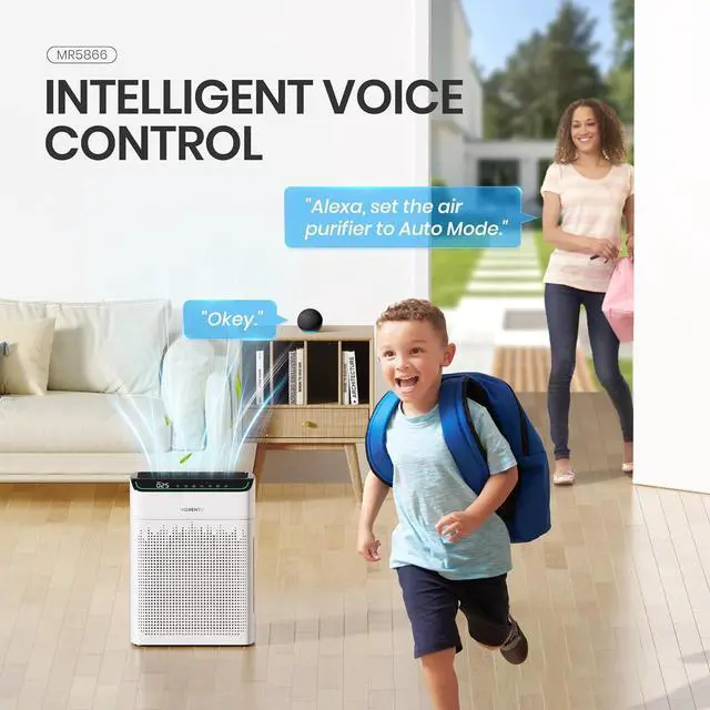 Alt view image 4 of 7 - Air Purifiers for Home Large Room Up to 1690 ft² with PM 2.5 Air Quality Monitor, Wi-Fi and Alexa compatible, HEPA Filter Double-sided Air Inlet for Smoke and Odor, 1 Pack+2 Pack Filters White