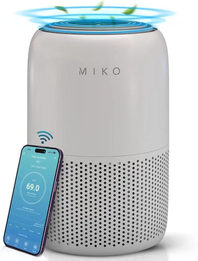 Main image of Air Purifier for Bedroom with 3-in-1 HEPA Filter & Sleep Mode, Whisper Quiet, Covers Up to 1200 ft, Smart Wi-Fi App Control - Removes Smoke, Allergens, Pets Hair, Dust, Odors, Pollutants