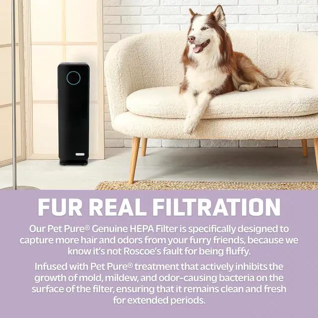 Alt view image 6 of 7 - Air Purifier for Homes with Pets, H13 Pet HEPA Filter, Removes Pet Dander, Dust, Allergens, Smoke, Pollen, Odors, Mold, UV-C Light Helps Reduce Germs, 22 Inch, Black, AC4300BPTCA