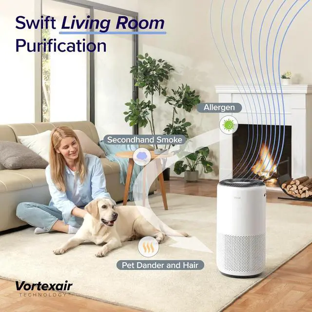 Alt view image 2 of 7 - LEVOIT Air Purifiers for Home Large Room Up to 1733 Ft² With HEPA Sleep Mode, AHAM VERIFIDE, Auto Mode, Air Quality Monitor, Smart WiFi, 3-in-1 Filter For Pet Allergy, Smoke, Dust, Core 400S-P, White